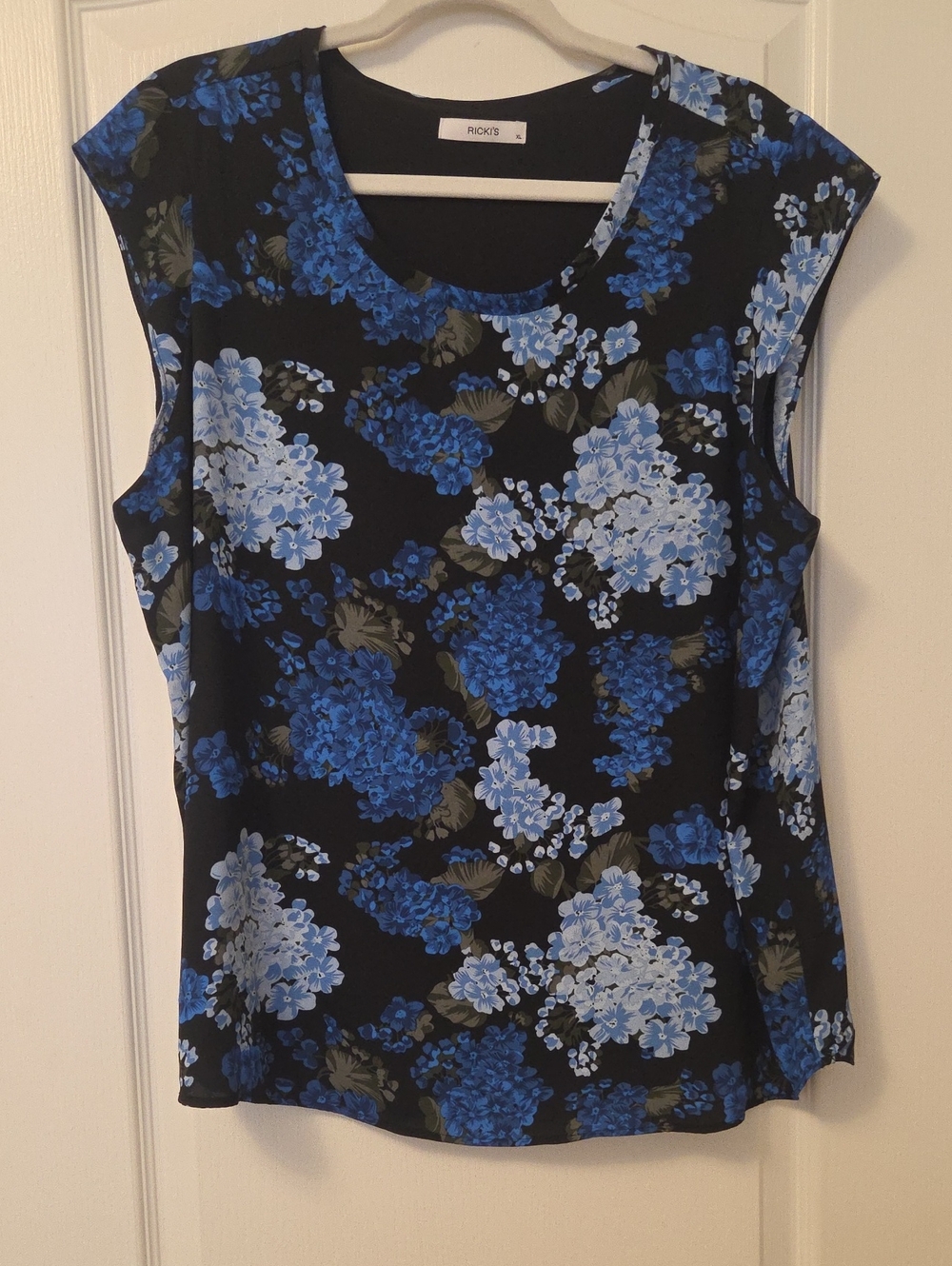 Ricki's Black Tank Top with Blue Floral Print